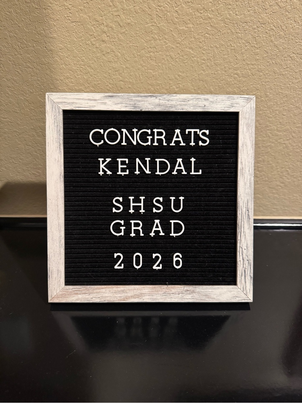 Black Felt Letter Board with Whitewashed Wood Frame